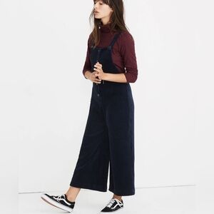 Madewell texture and thread Navy corduroy velour culotte jumpsuit overalls large